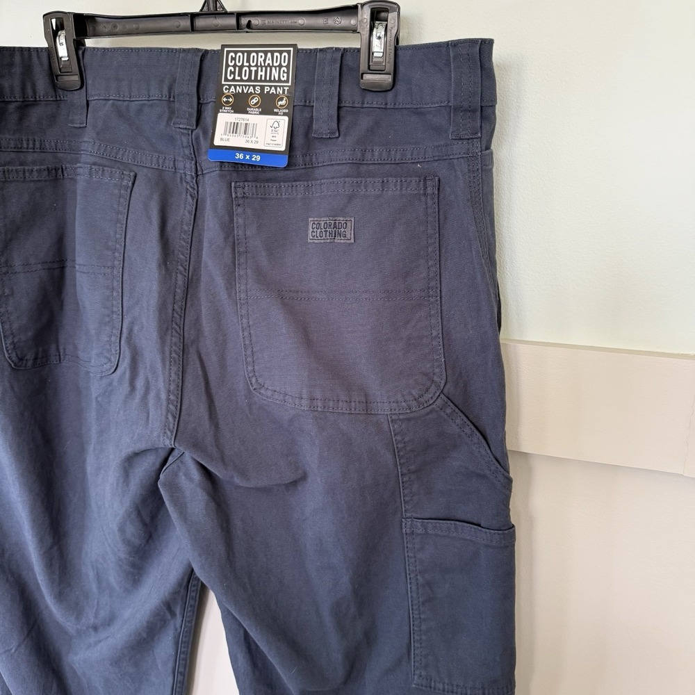 Colorado Clothing NWT Canvas Pant Relaxed Fit Stretch Canvas Fabric Blue 36x29 - Picture 4 of 7